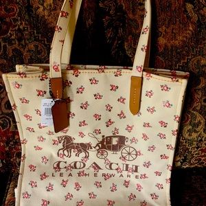 Coach Horse & Carriage Floral Tote